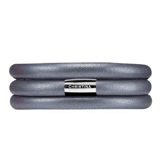 Christina Jewelry & Watches Christina læderarmbånd i gunmetal 70 cm med rustfri stållås – moderne tredobbelt læderarmbånd.